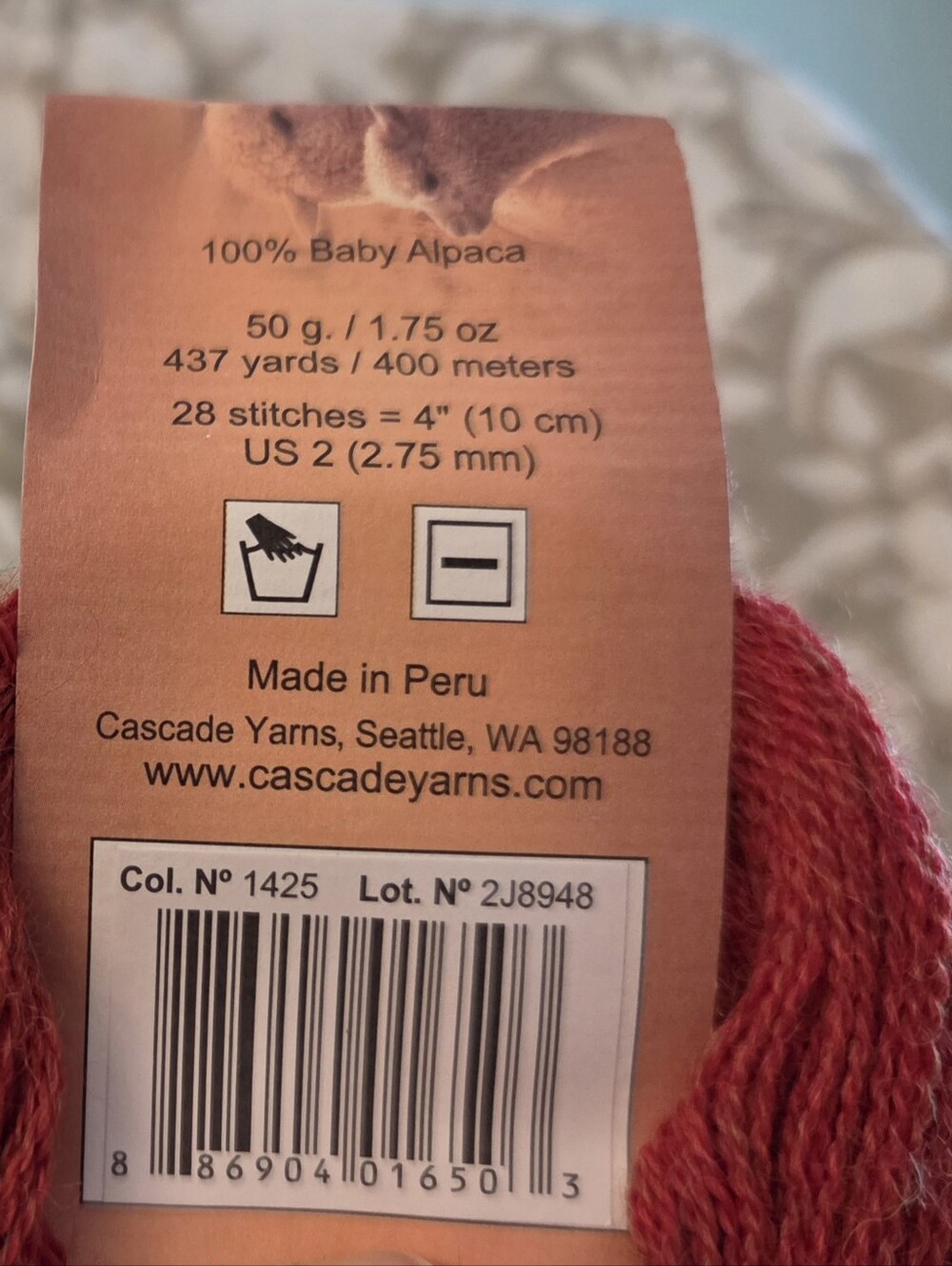 NEW CASCADE YARN 2 HANKS 100% Baby Alpaca Knitting Yarn Color 1425 - Picture 6 of 7